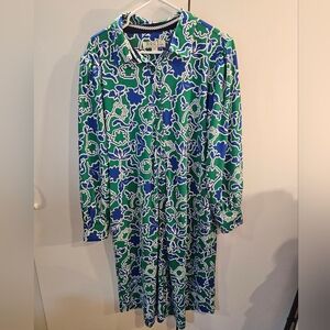 Twrhll Womans 1X Floral Green and Blue Dress